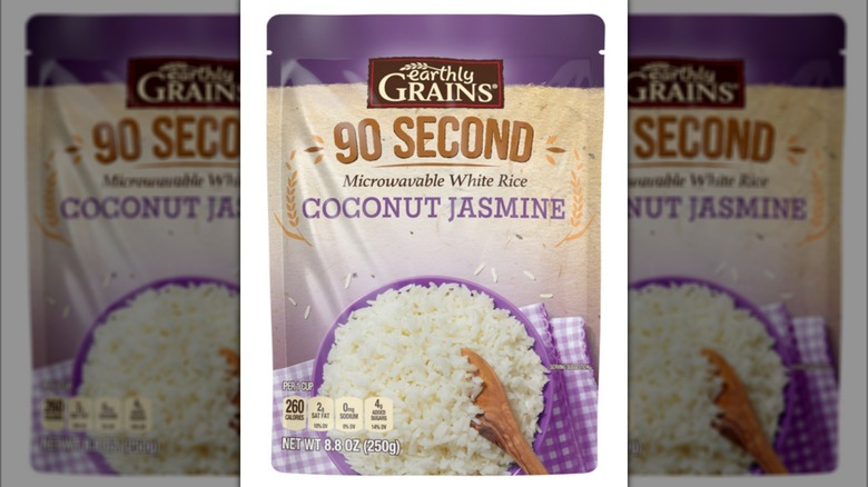 Coconut Jasmine rice packet on white background