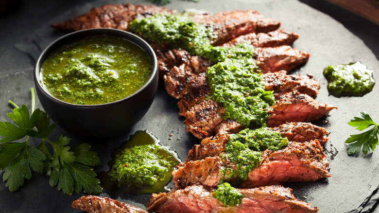 Skirt steak with chimichurri sauce