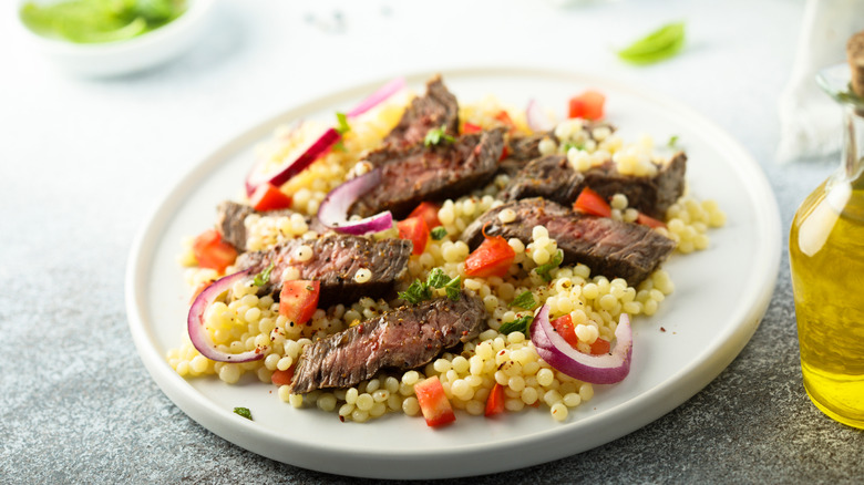 Skirt steak with couscous
