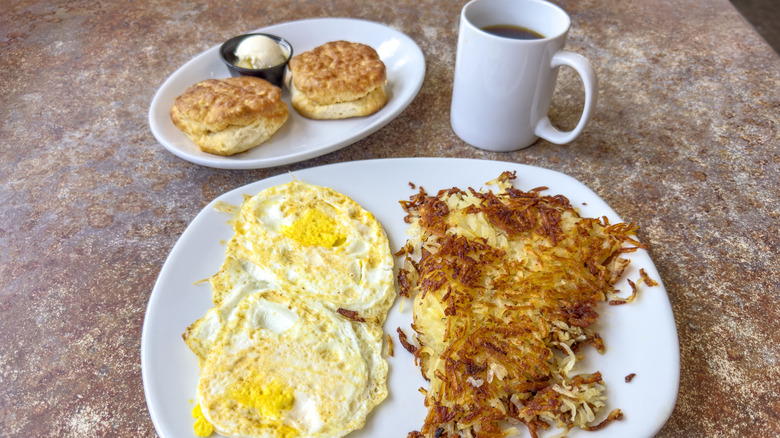 Breakfast food on a table