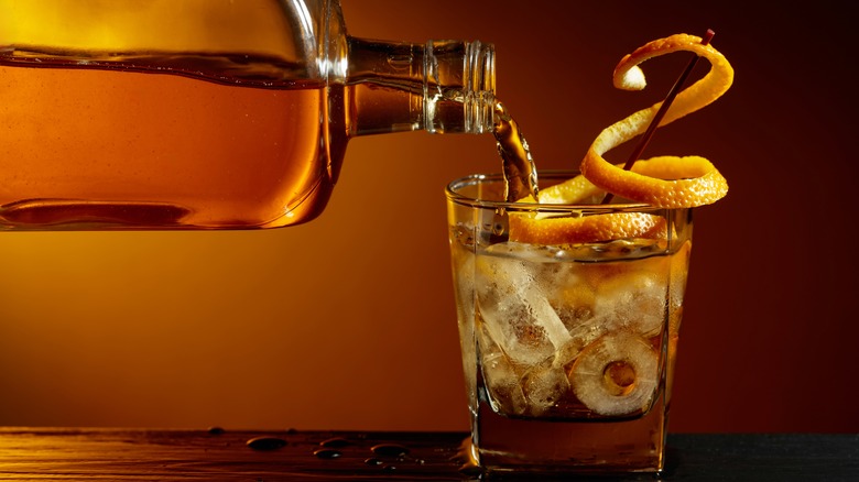 bourbon poured into glass