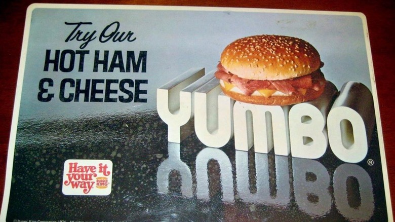 On-tray ad for the Yumbo Sandwich