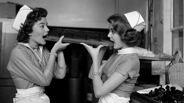 Actors Natalie Wood and Leigh Snowden at Wil Wright's ice cream parlor 1955.