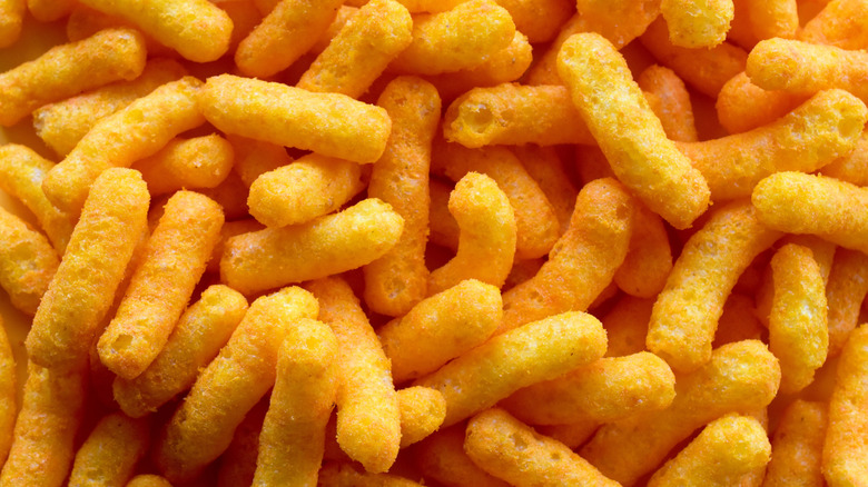 Close-up photo of cheese puffs
