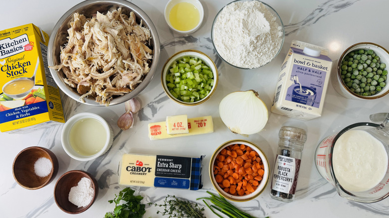 Ingredients for creamy cheesy chicken cobbler