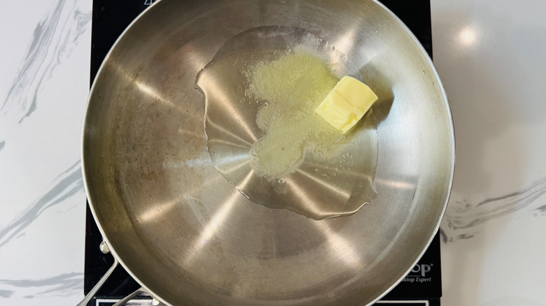 Butter and oil in skillet