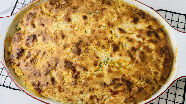 Chicken cobbler baked until golden brown