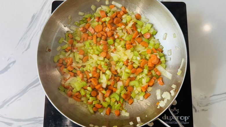 Mirepoix in skillet
