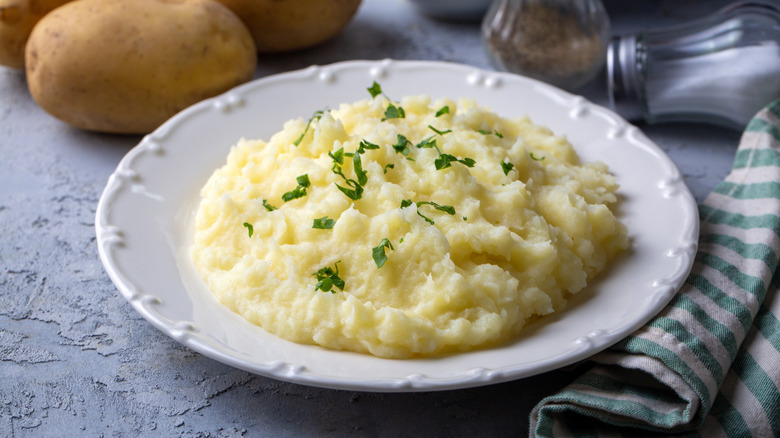 Large plate of mashed potatoes