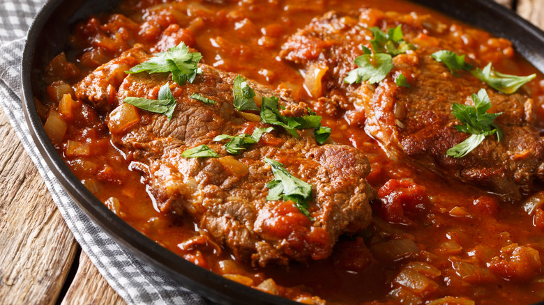 Swiss steak in a pan