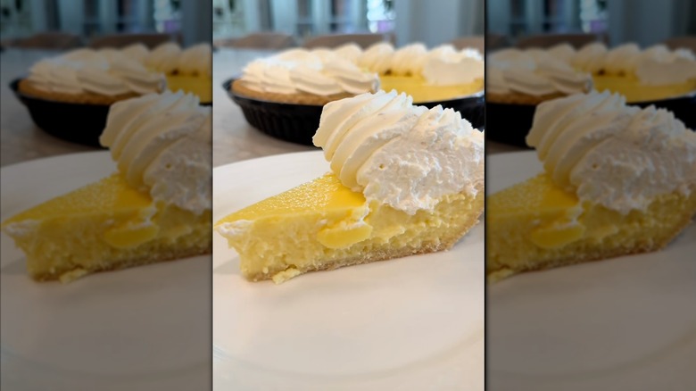 Slice of lemon custard pie