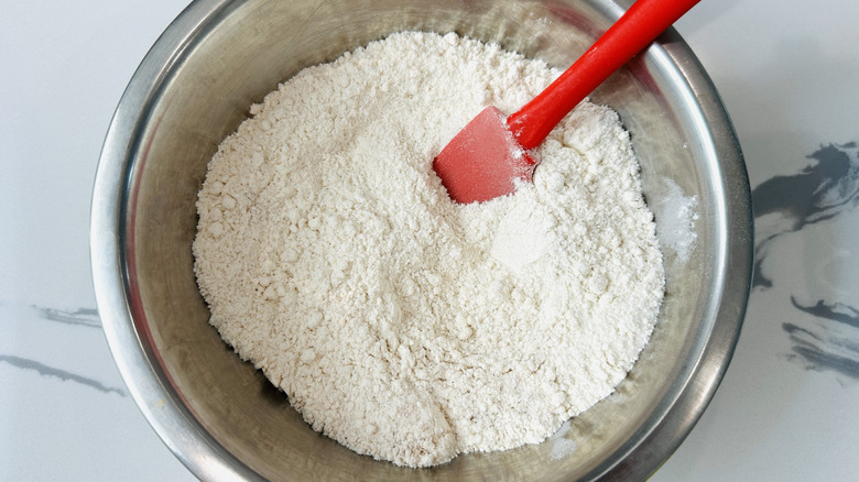 Dry ingredients in a mixing bowl