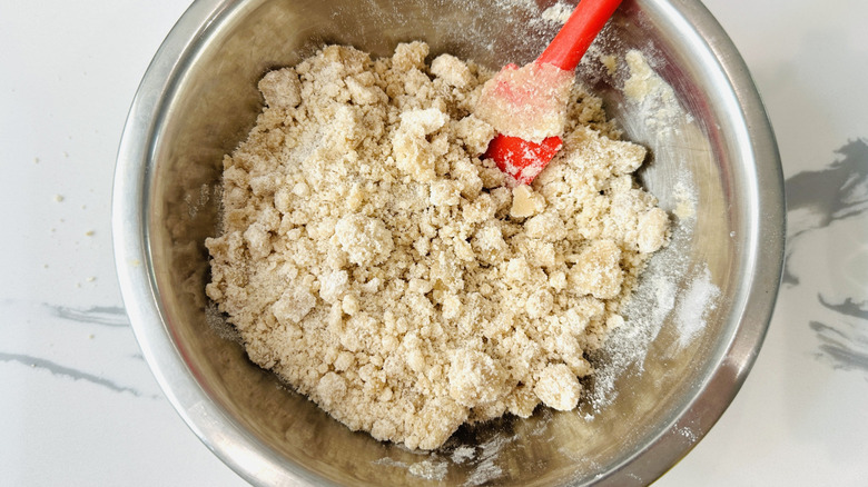 Crumb topping in mixing bowl