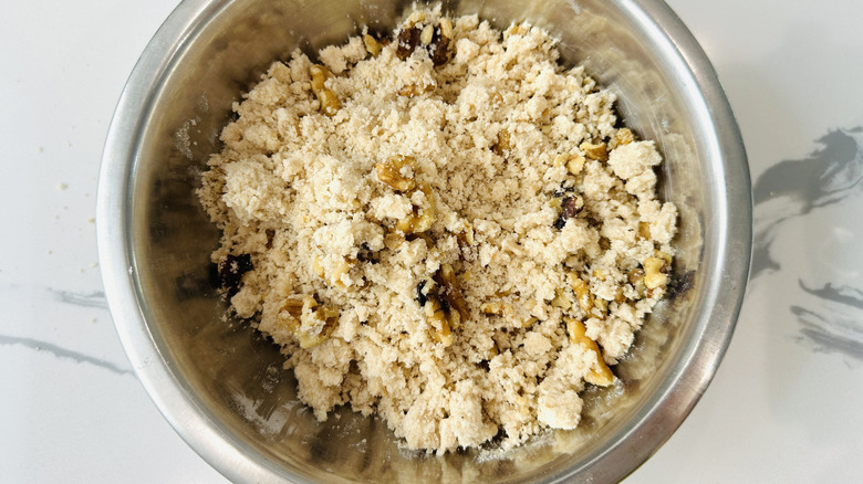 Walnuts mixed into crumb topping
