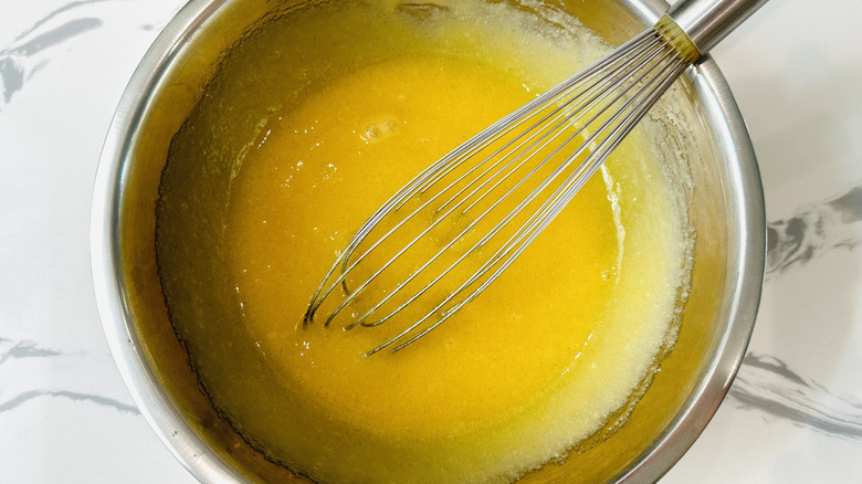 Honey cake batter in bowl