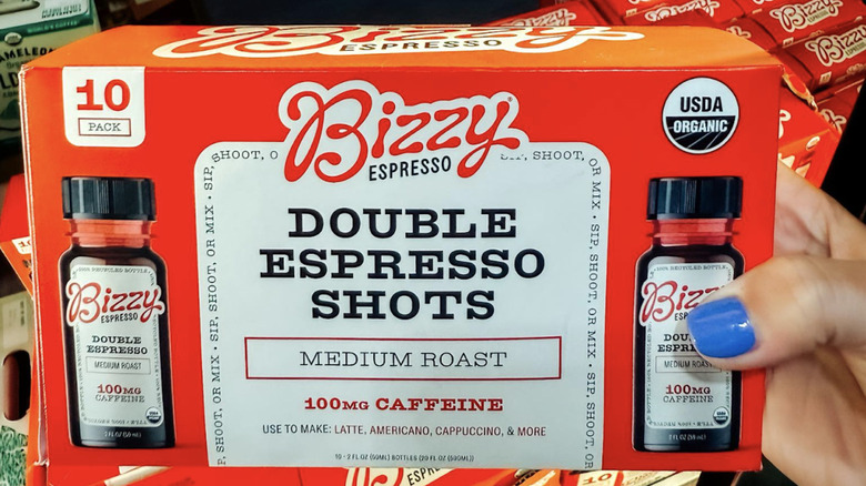 a box of Bizzy double espresso shots