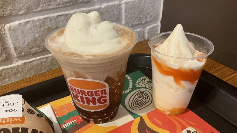 Burger King soft serve float and fruit sundae