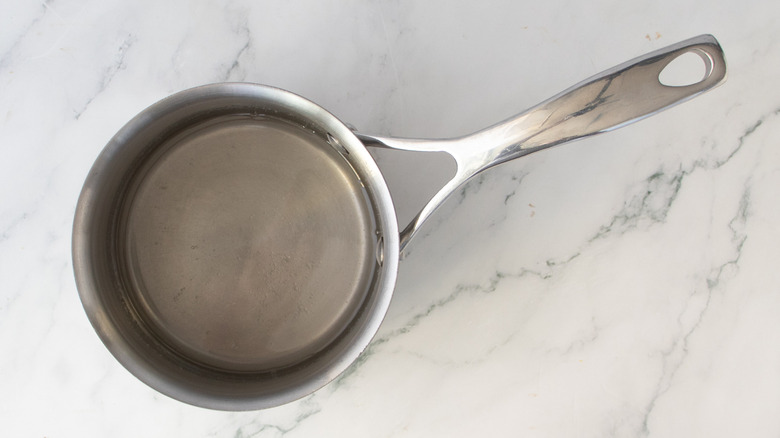simple syrup in a saucepan