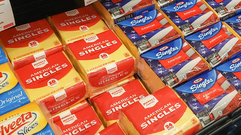 Target's Market Pantry American Cheese singles next to brand names