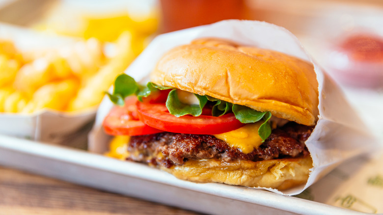a burger and fries