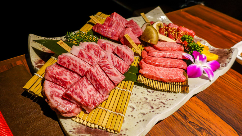 Sliced A5 Kobe beef