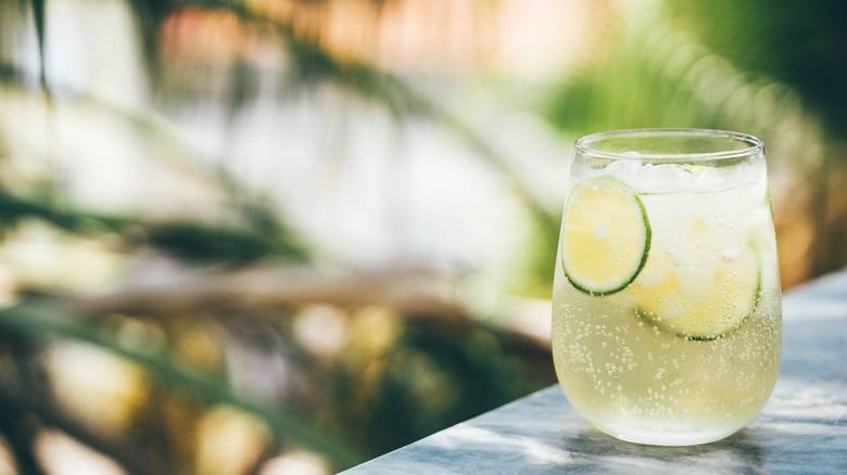 Glass of spicy lemonade cocktail