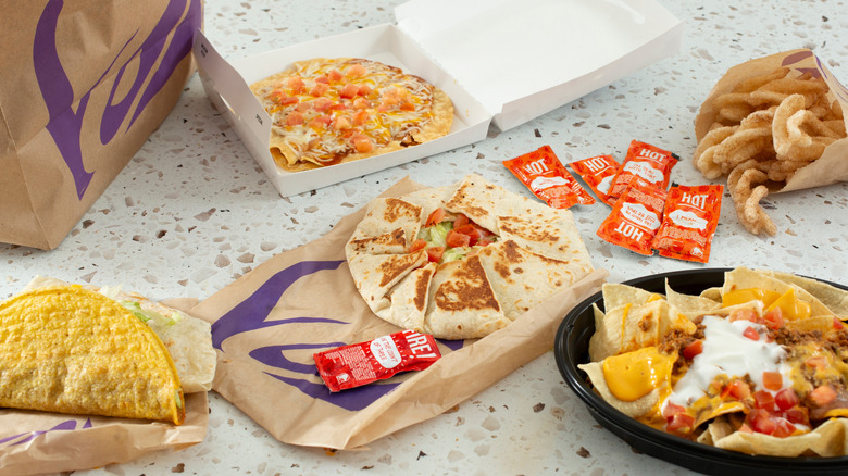 A overhead of Taco Bell foods