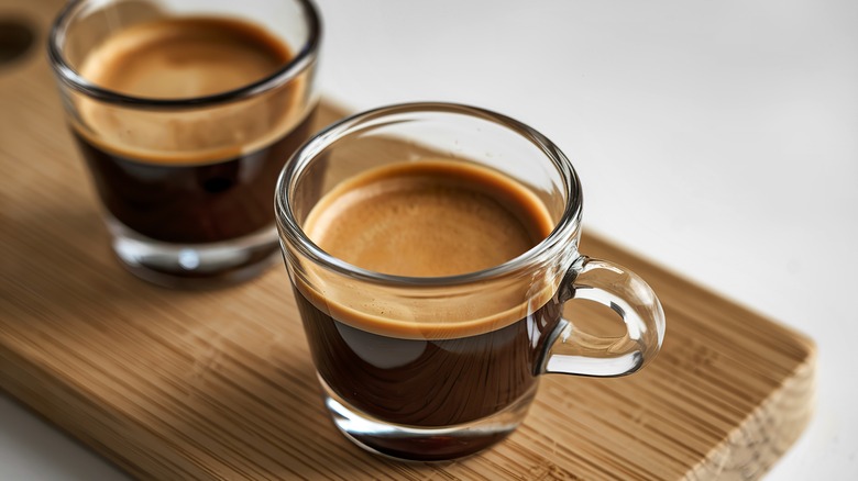 two glass cups of espresso