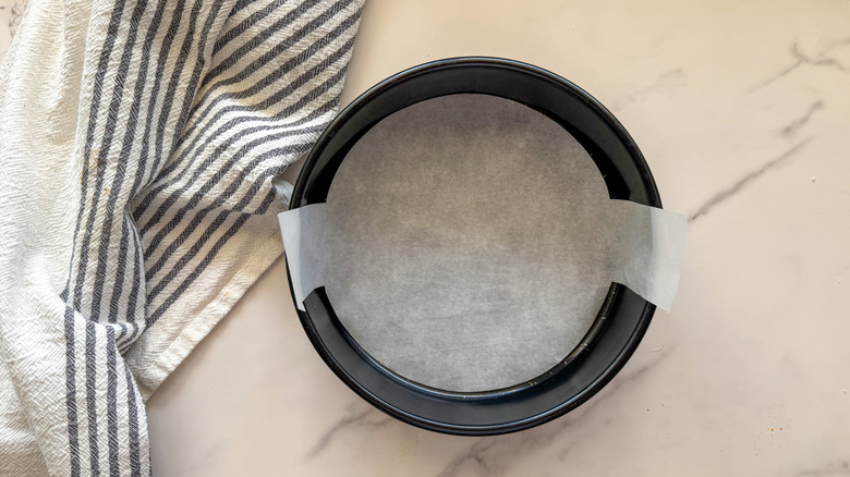 round pan lined with parchment