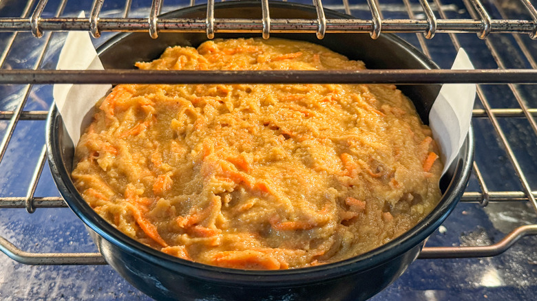 carrot cake in oven