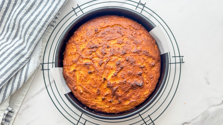 cake on cooling rack