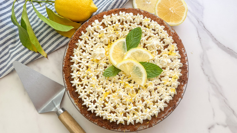 decorated lemon drop pie
