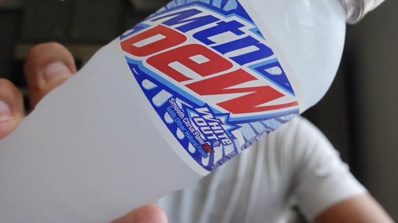 An individual bottle of Mountain Dew White Out.