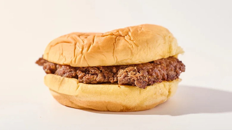 A plain Shake Shack burger on a white background.