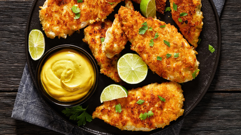 Chicken with breadcrumb coating