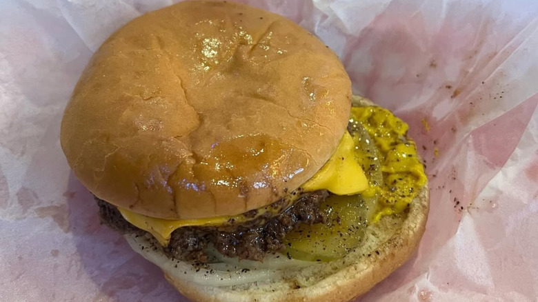 A cheesy and greasy burger from Dyer's Burgers