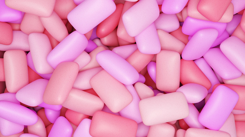Assorted pink bubblegum pieces