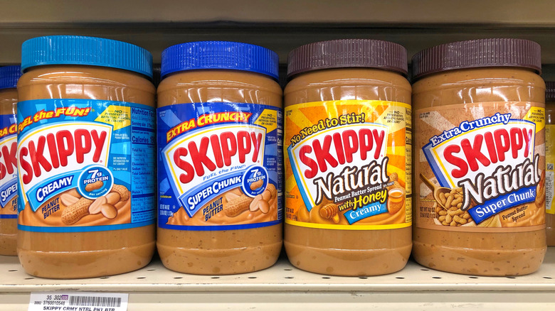 Jars of Skippy peanut butter