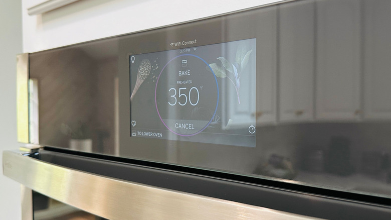 Oven temperature screen set to 350 F