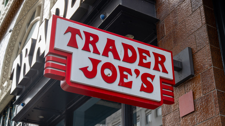 A Trader Joe's sign outside of a store.