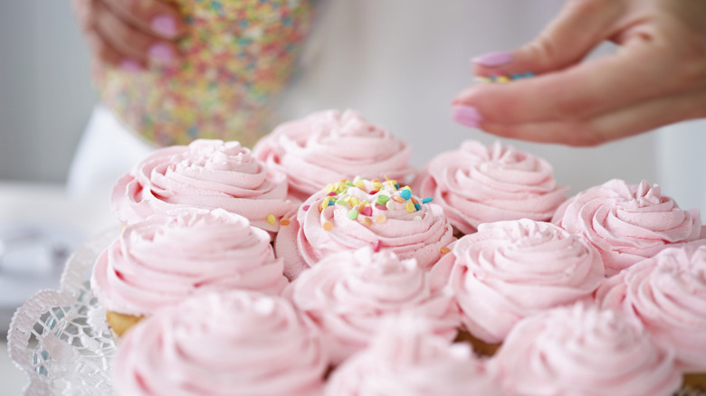 Pink frosted cupcakes