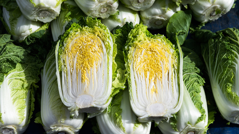 Pile of Chinese cabbages in market