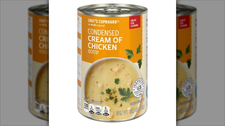 Can of Aldi Chef's Cupboard condensed cream of chicken soup