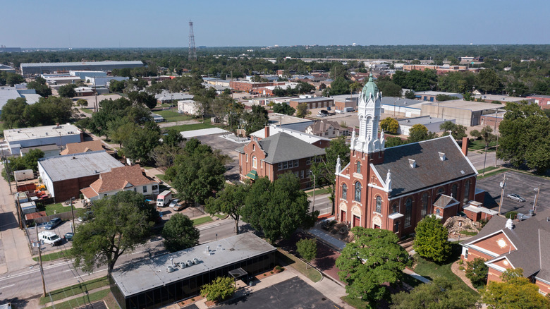 An aerial shot of Oldtown Wichita