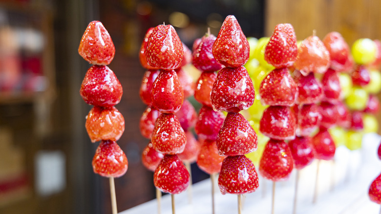 Tanghulu fruit in a store