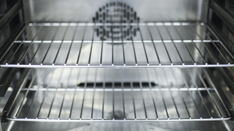 Shelves in an empty oven
