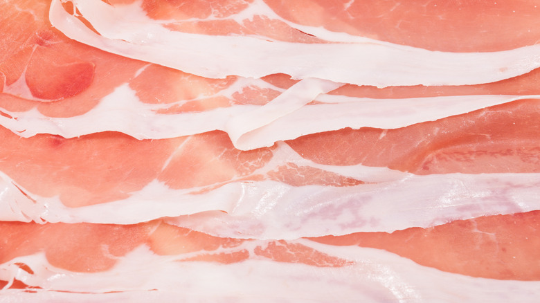 slices of prosciutto close up