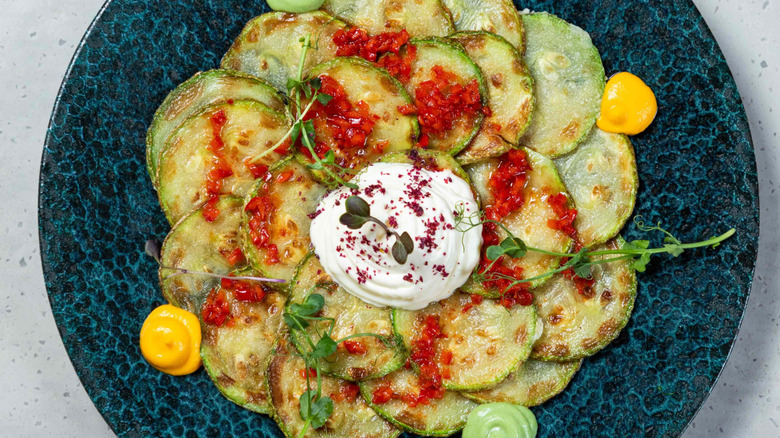 A plate of zucchini carpaccio