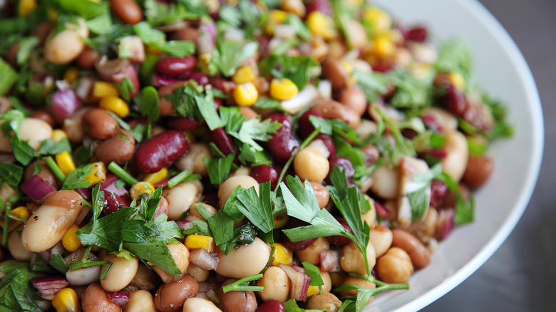 A bowl of mixed bean salad