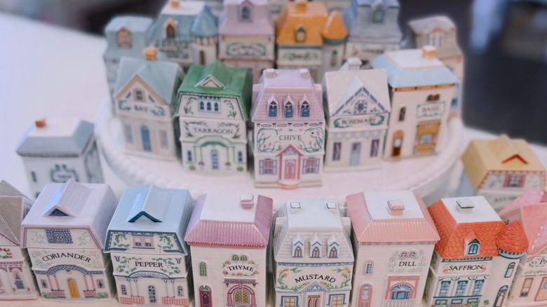 A close-up of the Lenox Spice Village piece arranged on a stand